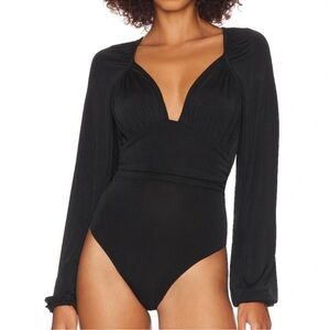 Free People In Your Arms Black Long Sleeve Bodysuitt